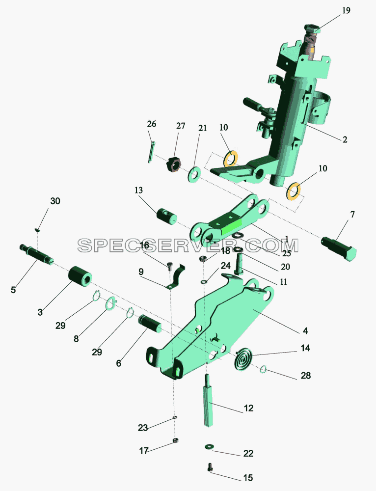 Кронштейн с колонкой 64221-3403008 для МАЗ-437040 (Зубрёнок) (список запасных частей)