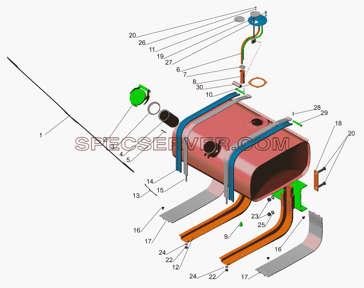 Крепление топливного бака 4370-1101002 для МАЗ-437040 (Зубрёнок) (список запасных частей)