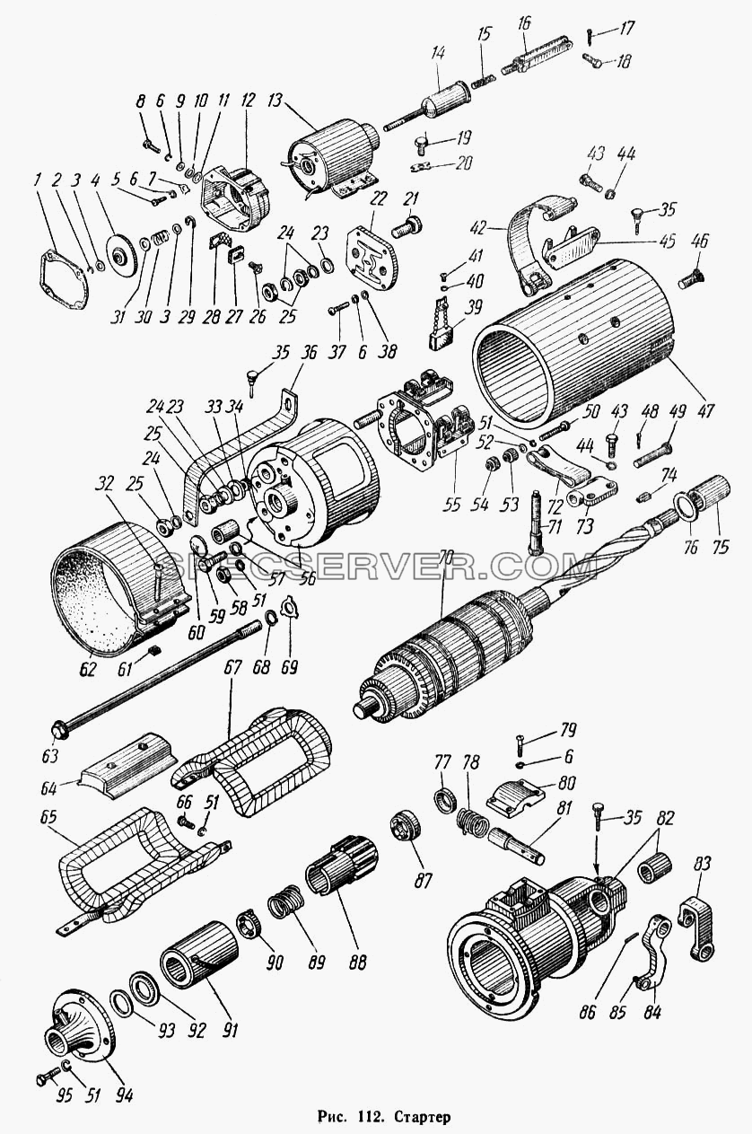 Стартер для МАЗ-504А (список запасных частей)