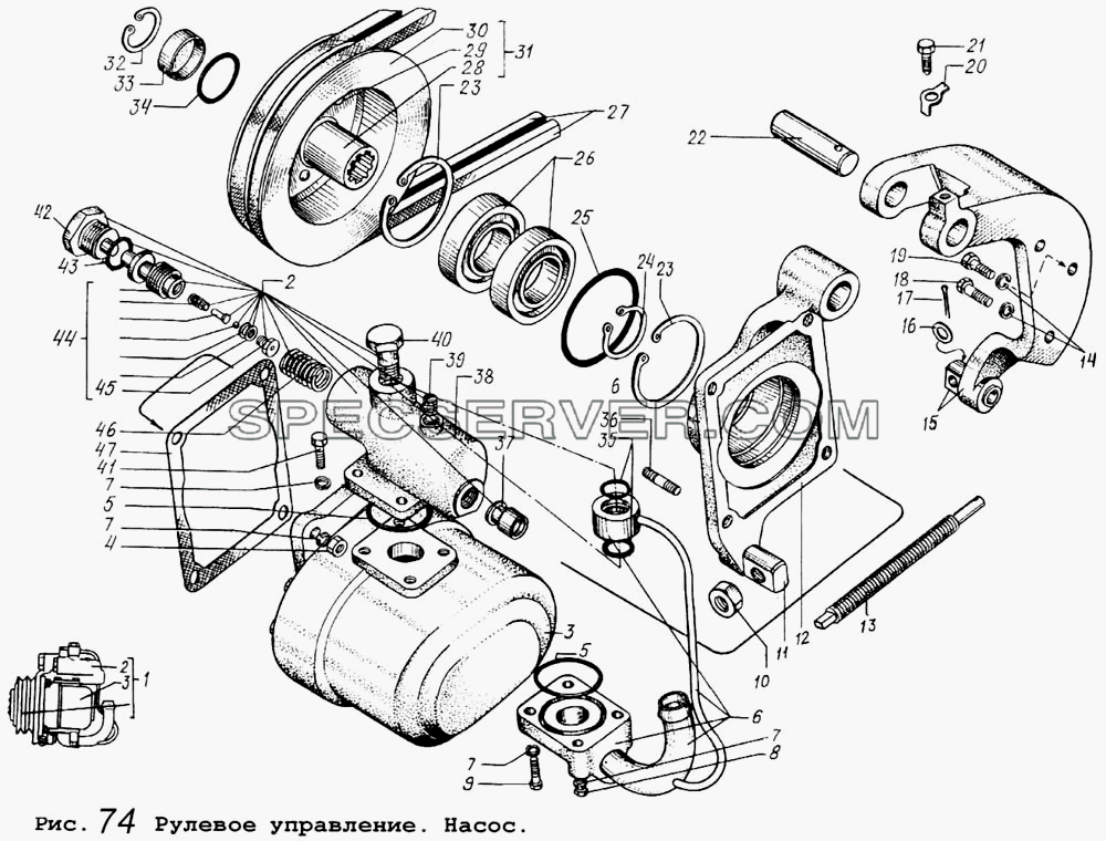 Рулевое управление. Насос для МАЗ-5434 (список запасных частей)