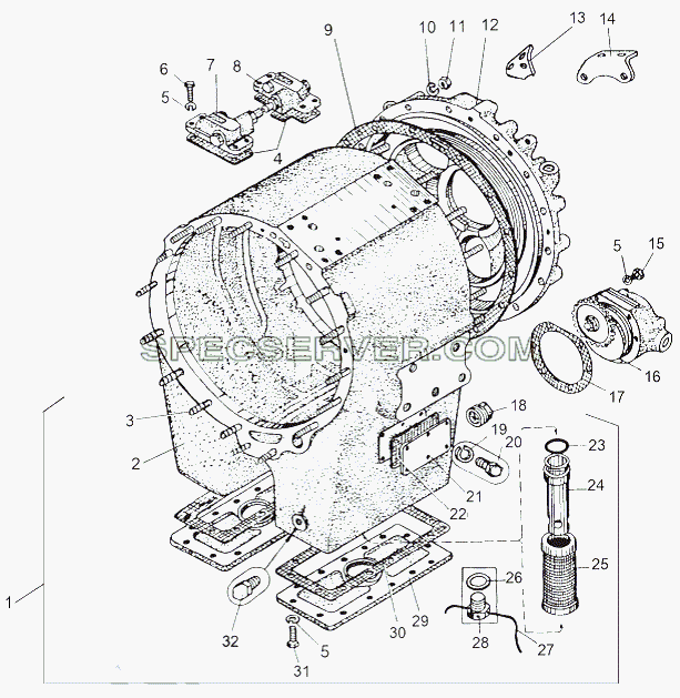 Картер планетарной коробки передач для МАЗ-543 (7310) (список запасных частей)