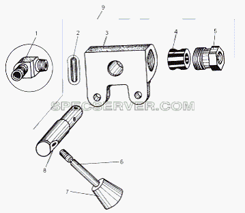 Кран тормозной дополнительный с арматурой 543-3537006 для МАЗ-543 (7310) (список запасных частей)