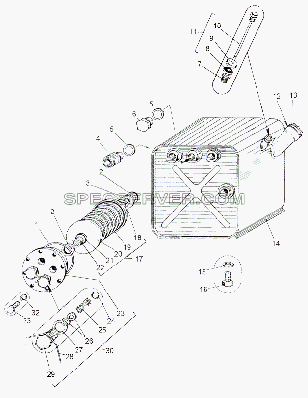 Бак гидротрансформатора 543М-1718010-10 для МАЗ-543 (7310) (список запасных частей)