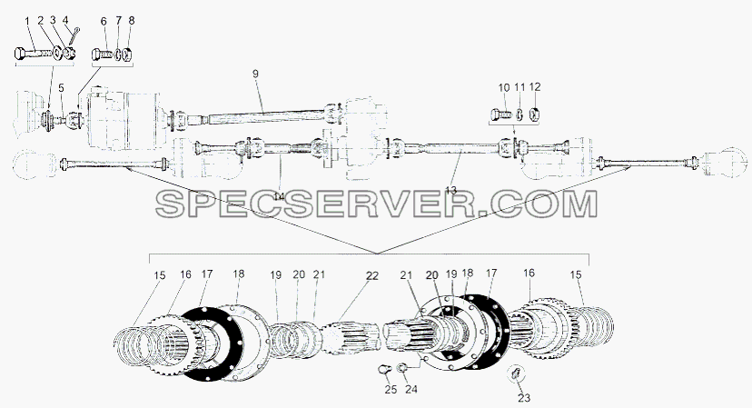 Карданные валы для МАЗ-543 (7310) (список запасных частей)