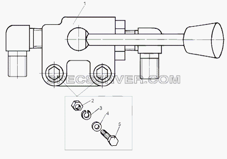 Установка крана тормозного дополнительного с арматурой для МАЗ-543 (7310) (список запасных частей)