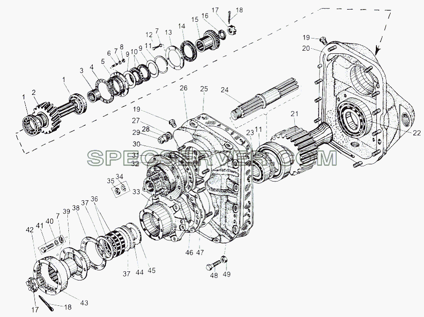 Редуктор привода 543-2502007-02 для МАЗ-543 (7310) (список запасных частей)