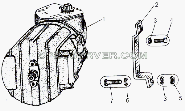 Установка главного тормозного цилиндра для МАЗ-543 (7310) (список запасных частей)