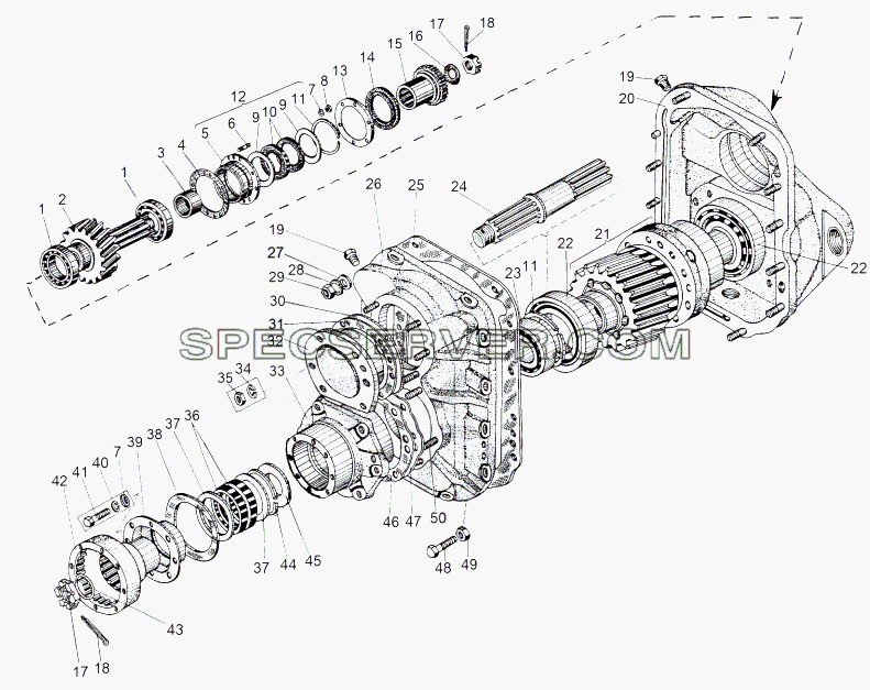 Редуктор привода 543-2312007 для МАЗ-543 (7310) (список запасных частей)