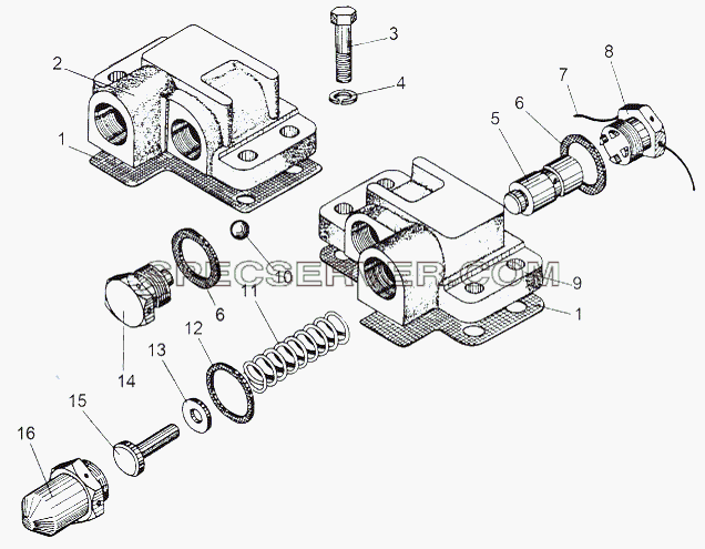 Клапан первой передачи и заднего хода для МАЗ-543 (7310) (список запасных частей)