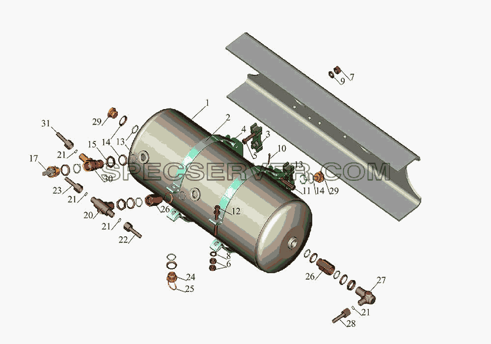 Крепление ресивера 5337-3513005-10 для МАЗ-533731 (список запасных частей)