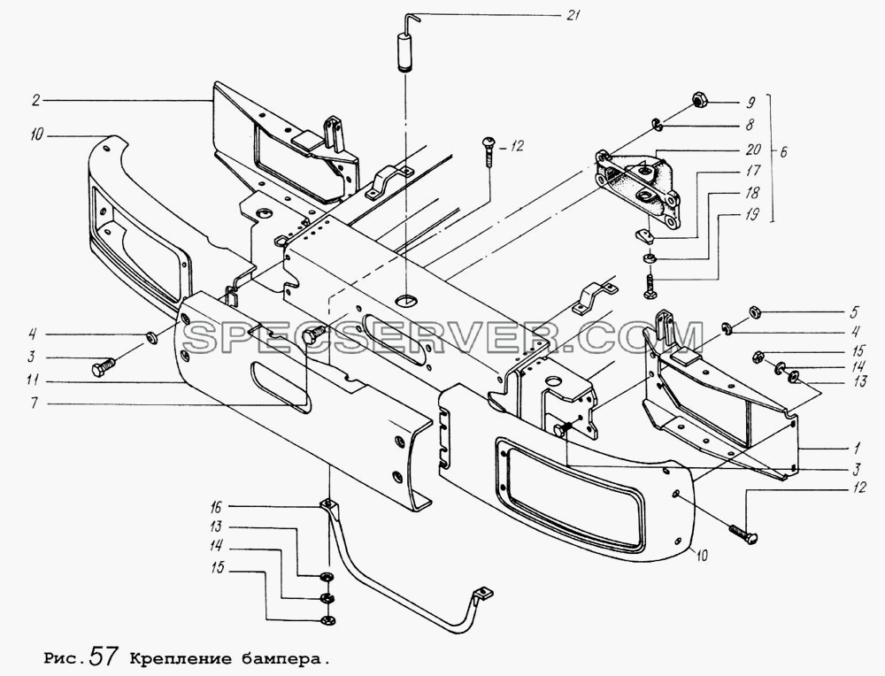 Крепление бампера для МАЗ-64255 (список запасных частей)