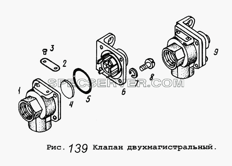 Клапан двухмагистральный для МАЗ-5516 (список запасных частей)