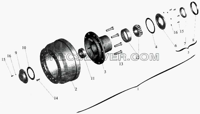 Ступица переднего колеса для МАЗ-643068 (список запасных частей)