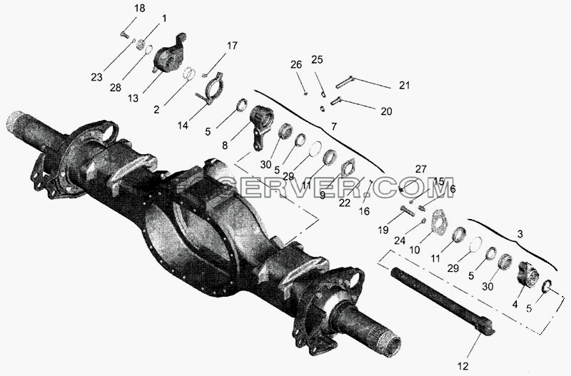 Привод тормозного механизма задних колес для МАЗ-643068 (список запасных частей)