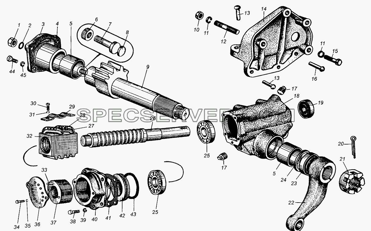 Механизм рулевой для МАЗ-5549 (список запасных частей)