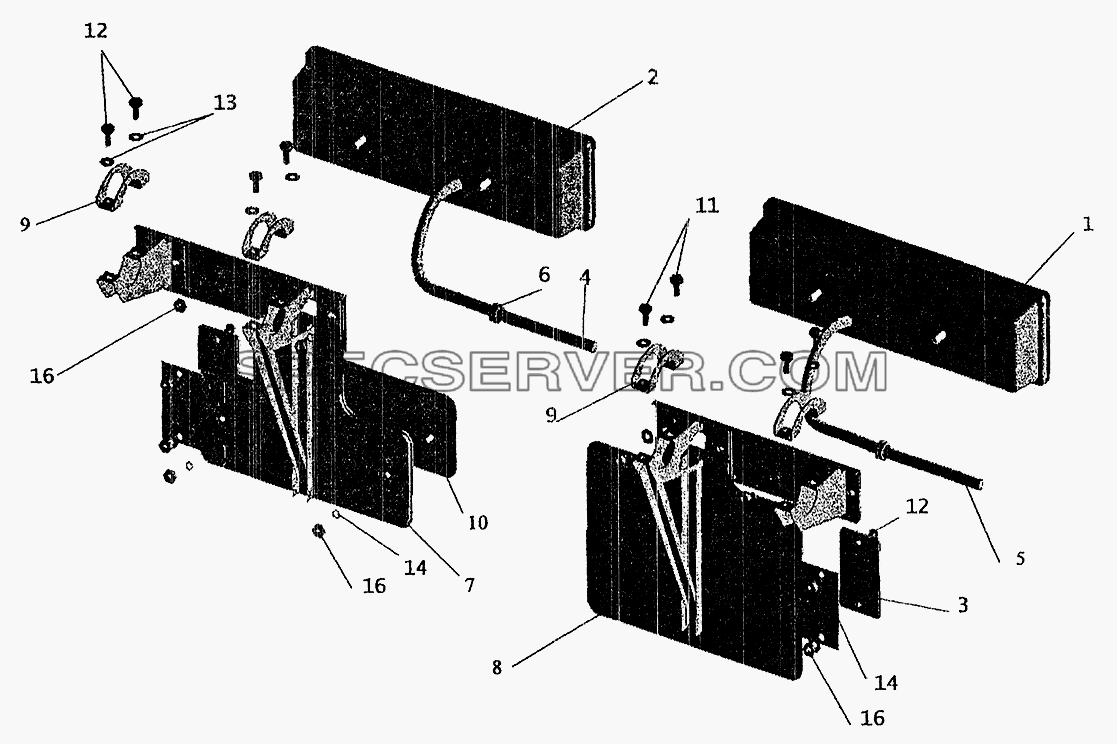 Установка задних фонарей для МАЗ-6303 (2005) (список запасных частей)