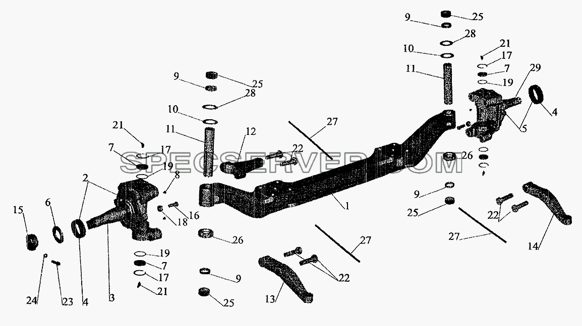 Балка передней оси для МАЗ-6303 (2005) (список запасных частей)