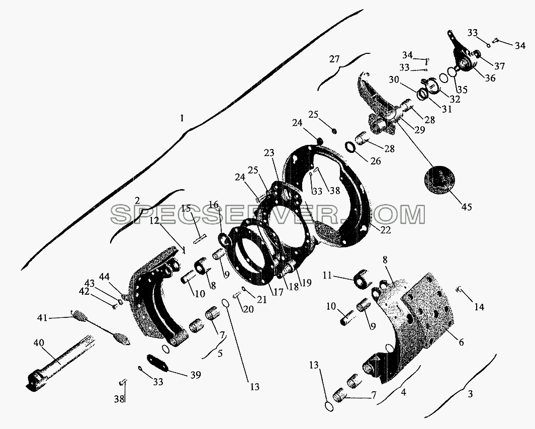Тормозной механизм передних колес для МАЗ-6303 (2005) (список запасных частей)