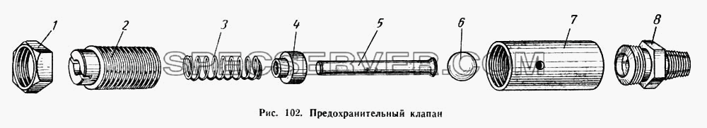 Предохранительный клапан для МАЗ-500А (список запасных частей)