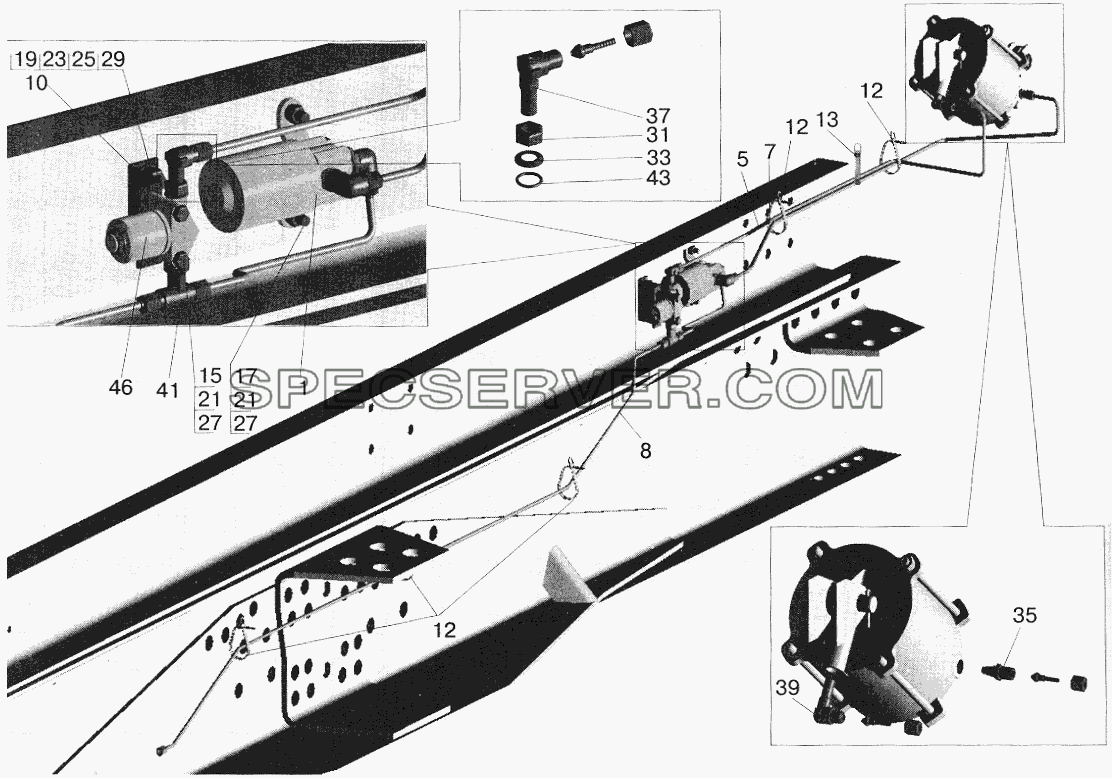 Установка механизмов запора борта МАЗ-5516 для МАЗ-5516 (2003) (список запасных частей)