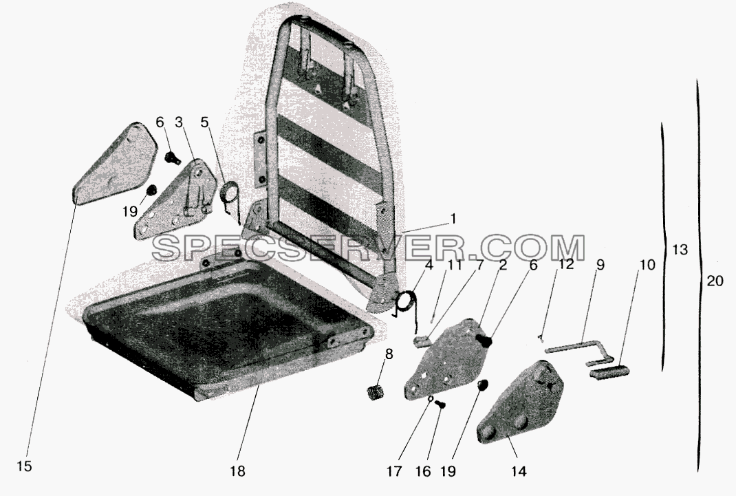 Подушка и спинка сидения для МАЗ-5516 (2003) (список запасных частей)