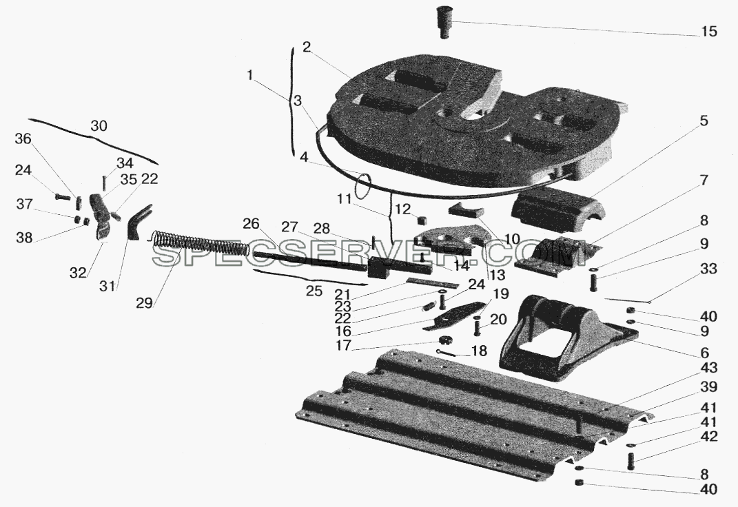 Седельно-сцепное устройство для МАЗ-5516 (2003) (список запасных частей)
