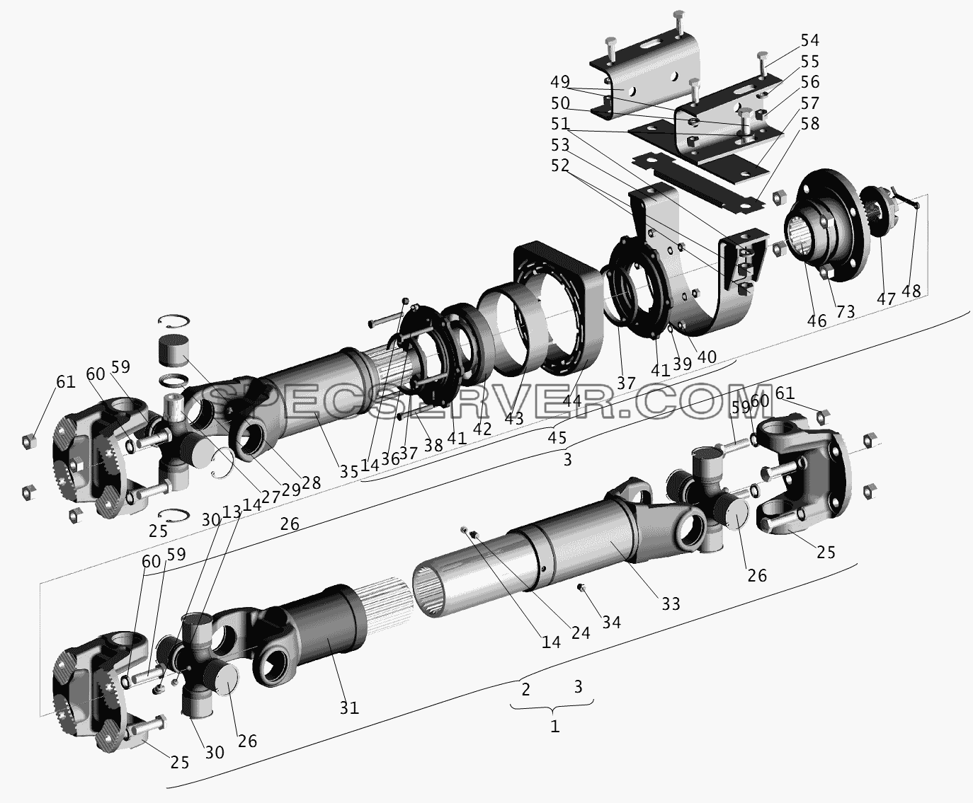 Карданные передача МАЗ-631236 для МАЗ-631236 (список запасных частей)