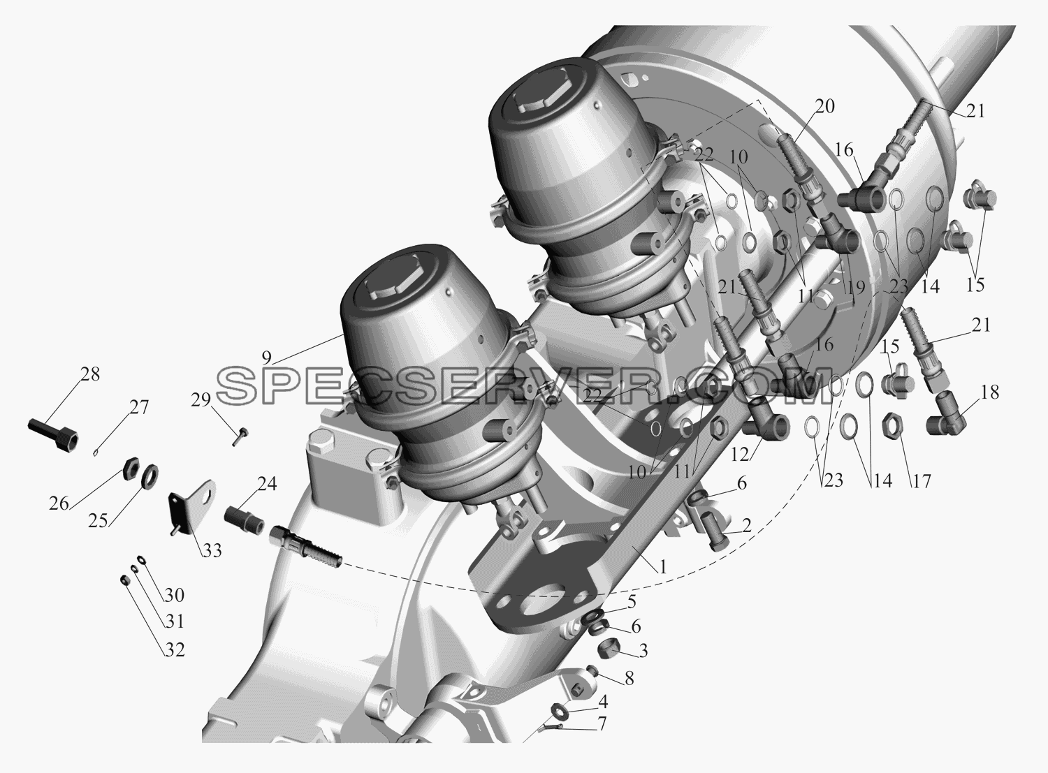 Крепление задних тормозных камер 5516-3519002 для МАЗ-630333 (список запасных частей)