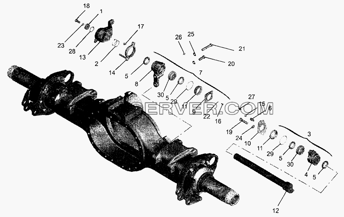 Привод тормозного механизма задних колес для МАЗ-5440 (список запасных частей)