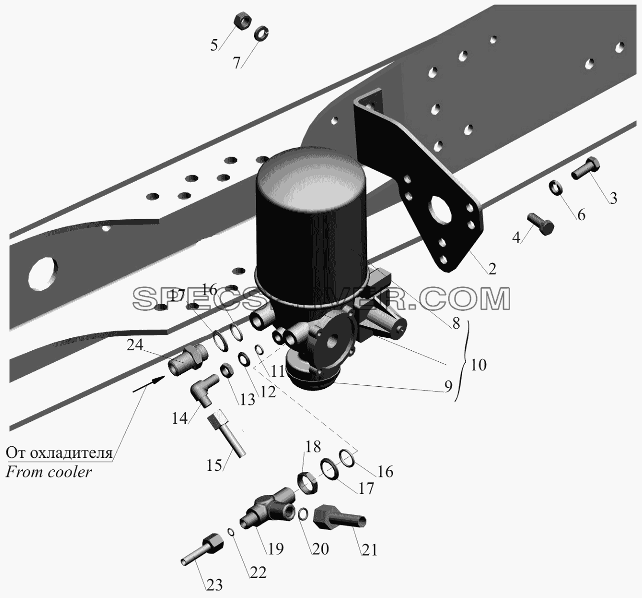 Крепление осушителя воздуха 650107-3536004 для МАЗ-650119 (список запасных частей)