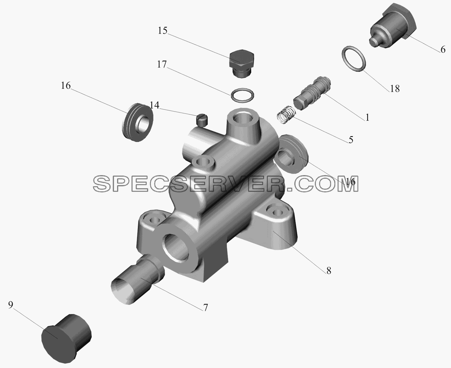 Клапан расхода и давления 551605-8607110-025 для МАЗ-650119 (список запасных частей)