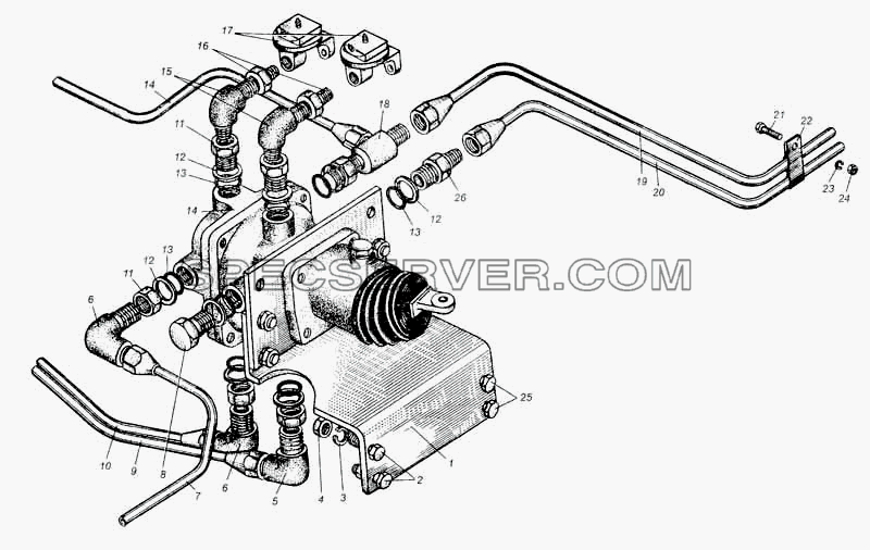 Трубопроводы к тормозным кранам автомобиля МАЗ-5549 для МАЗ-5335 (список запасных частей)
