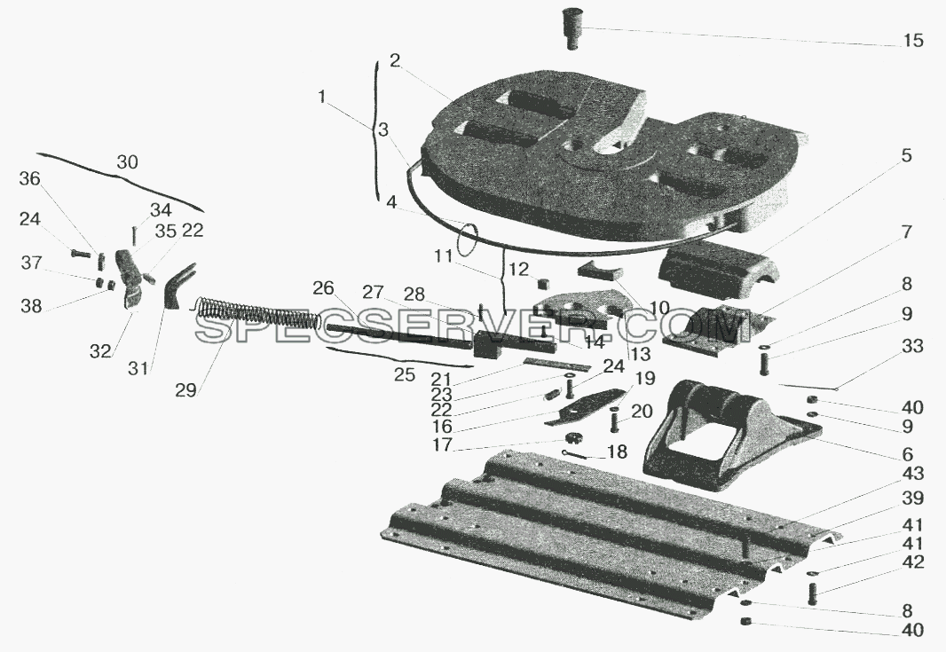 Седельно-сцепное устройство для МАЗ-6422 (список запасных частей)