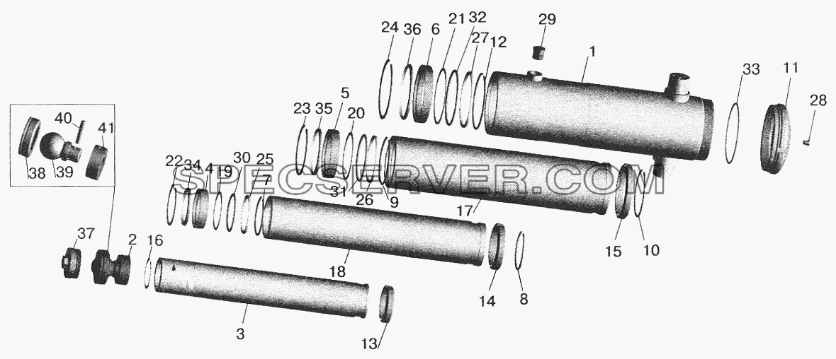 Гидроцилиндр для МАЗ-6422 (список запасных частей)