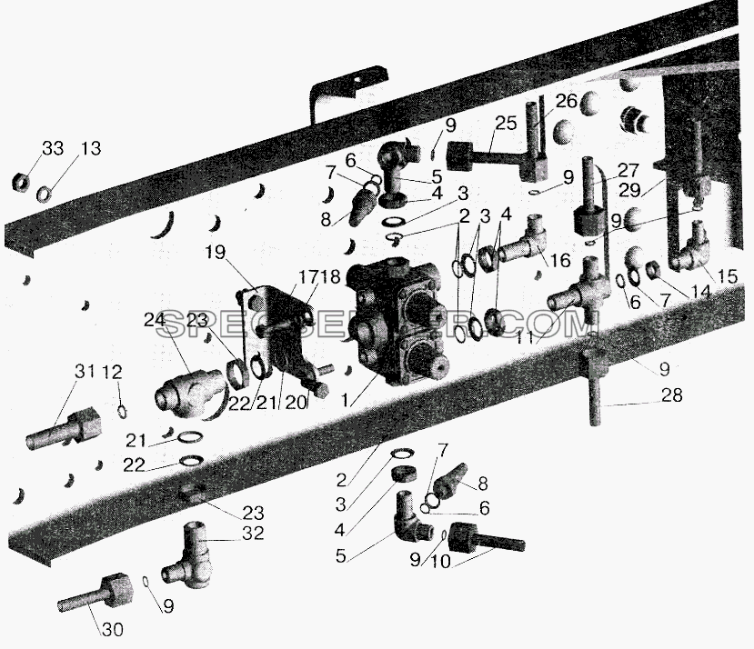 Крепление четырехконтурного клапана МАЗ-543203, 543202 для МАЗ-6422 (список запасных частей)