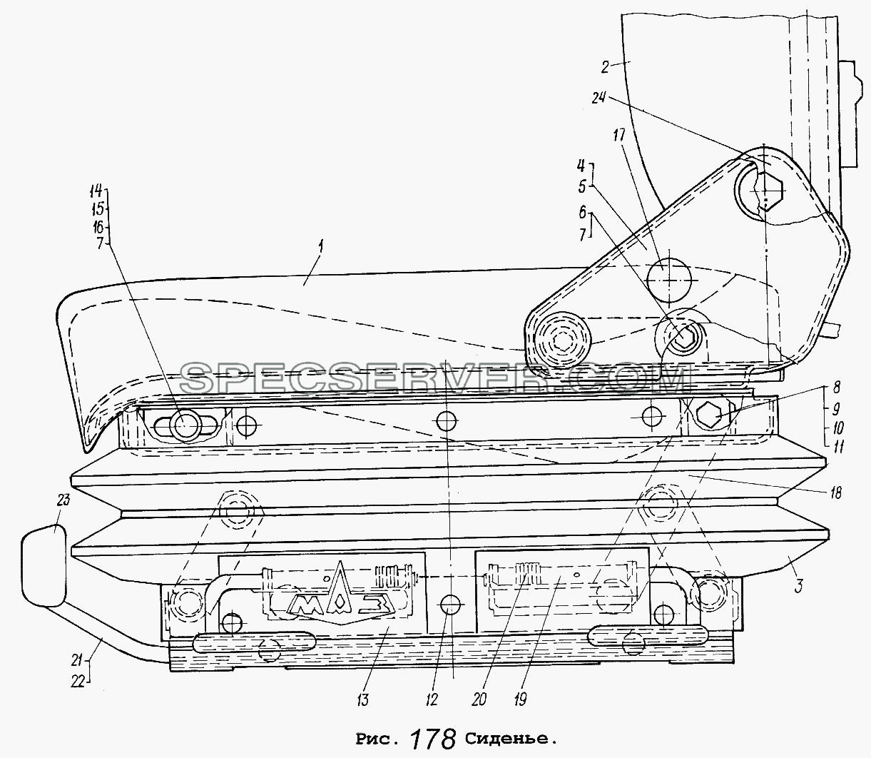 Сиденье для МАЗ-64229 (список запасных частей)