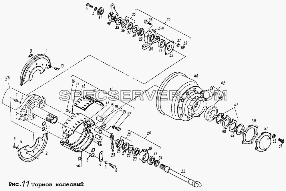 Тормоз колесный для МАЗ-9008 (список запасных частей)