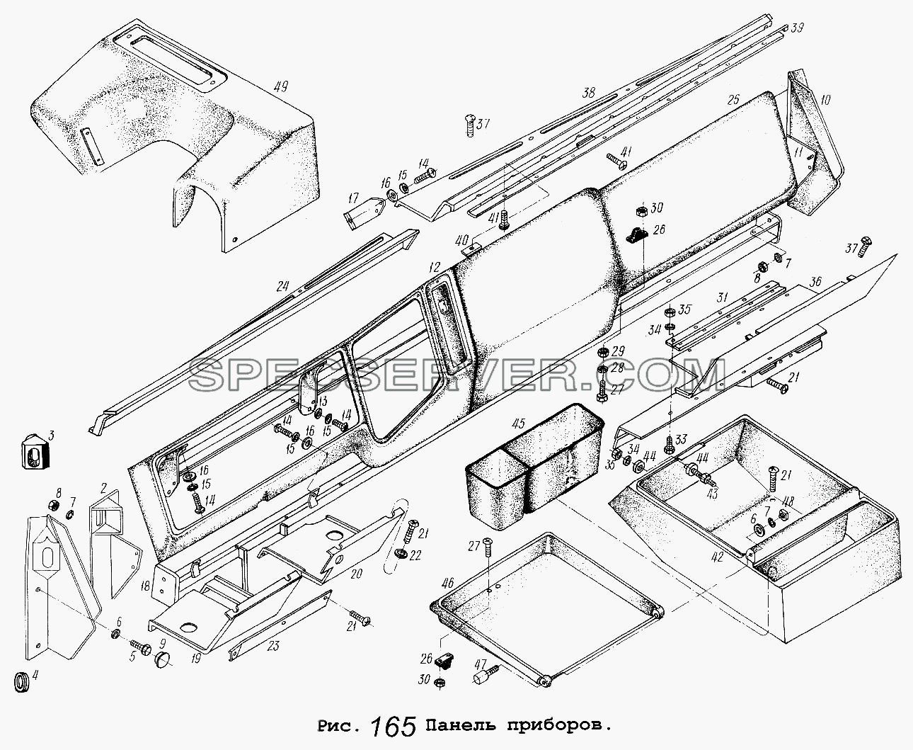 Панель приборов для МАЗ-5551 (список запасных частей)