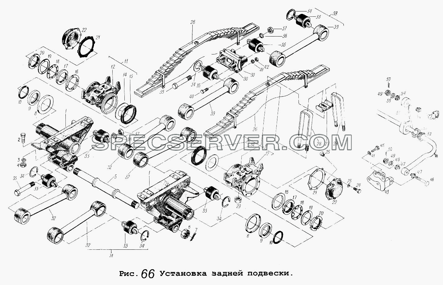 Установка задней подвески для МАЗ-5551 (список запасных частей)