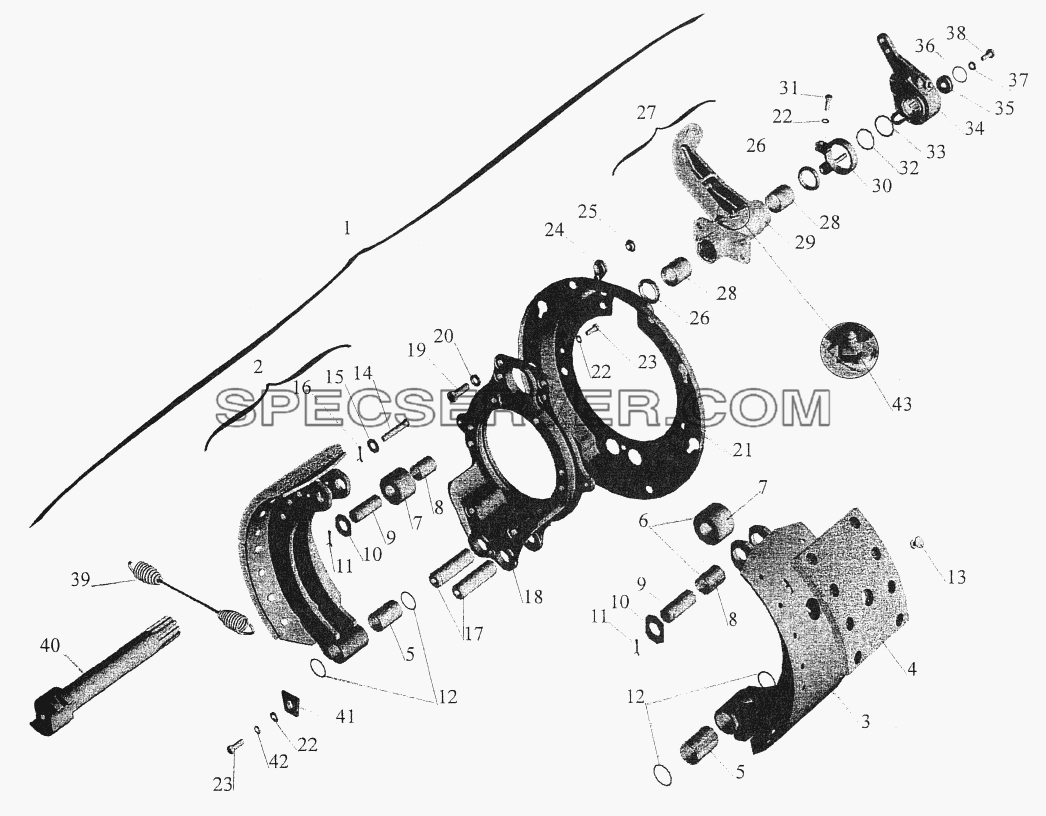 Тормозной механизм передних колес для МАЗ-544069 (список запасных частей)