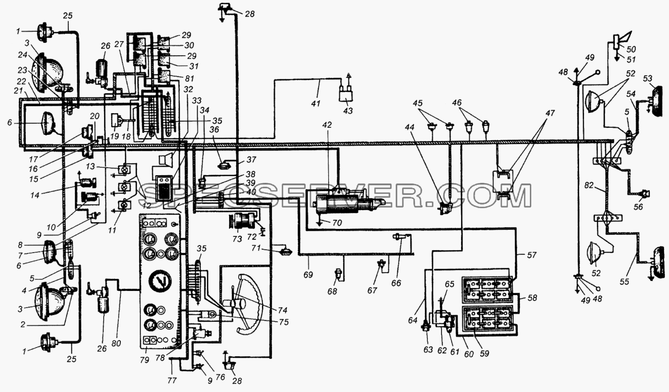 Электрооборудование для МАЗ-5429 (список запасных частей)
