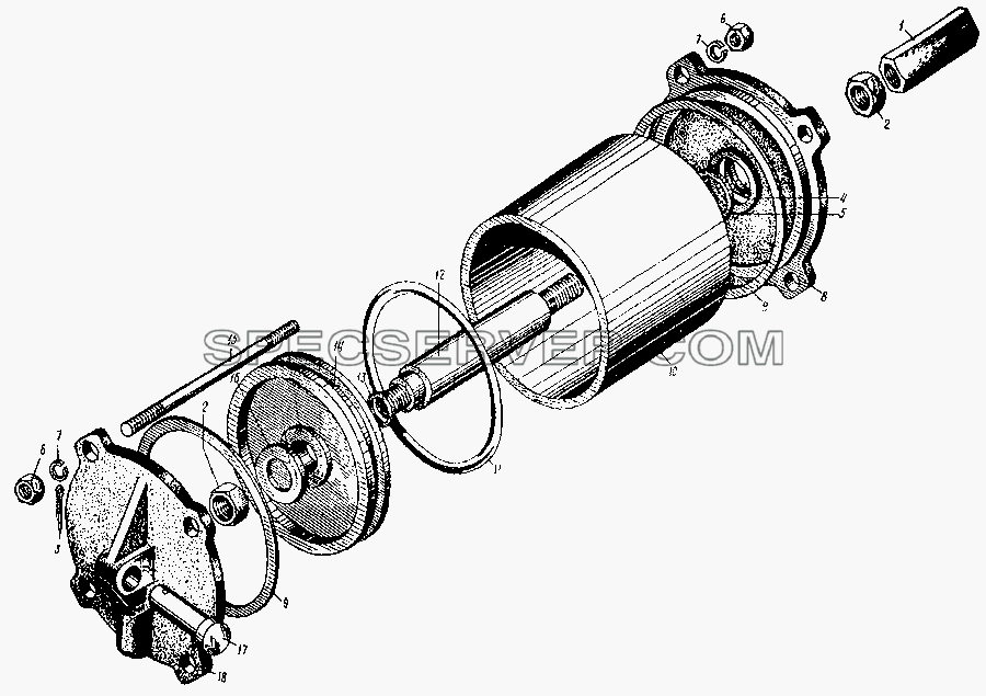 Цилиндр механизма запора заднего борта платформы для МАЗ-3PP59 (список запасных частей)