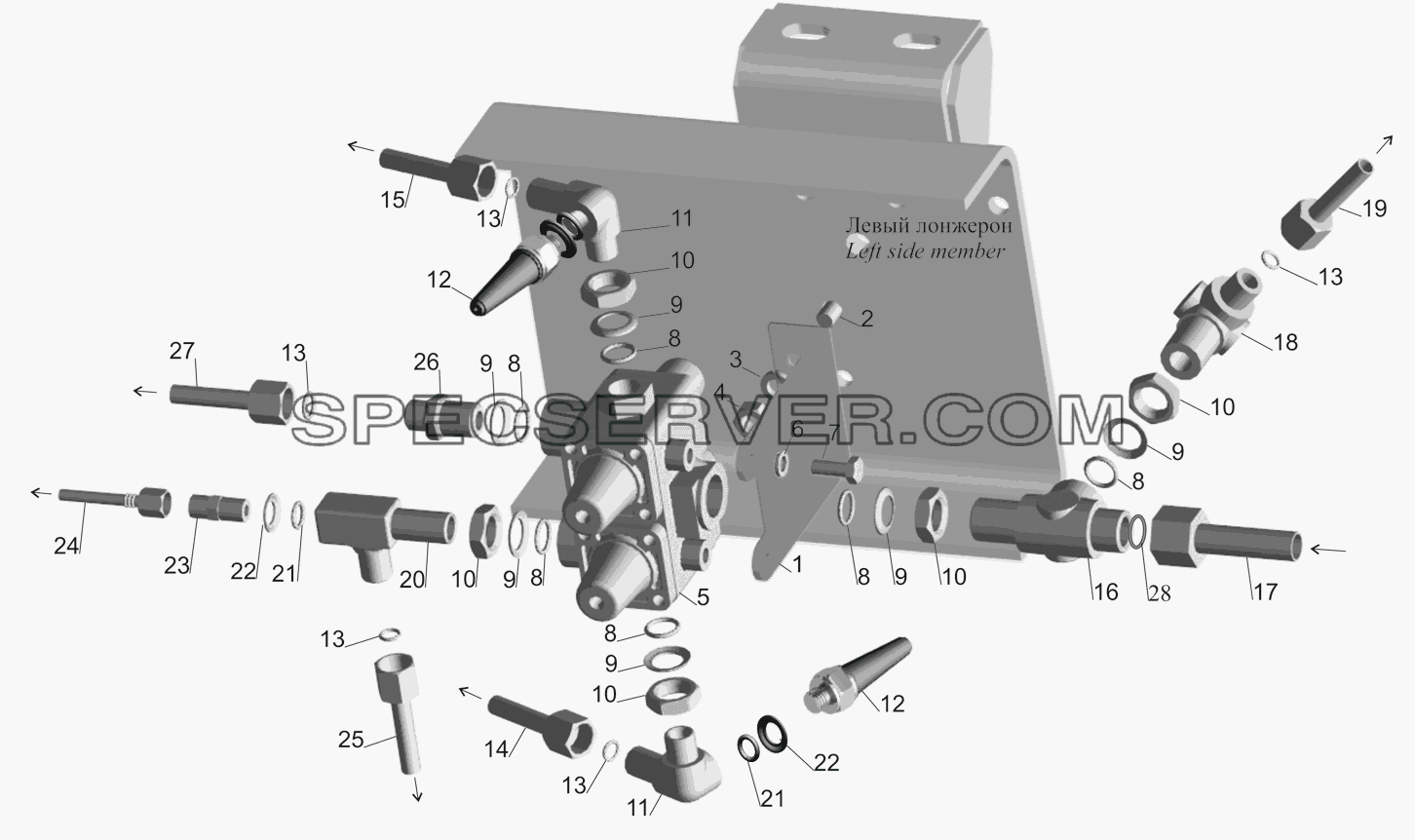Крепление клапана четырехконтурного 6430-3515002 для МАЗ-437041 (список запасных частей)