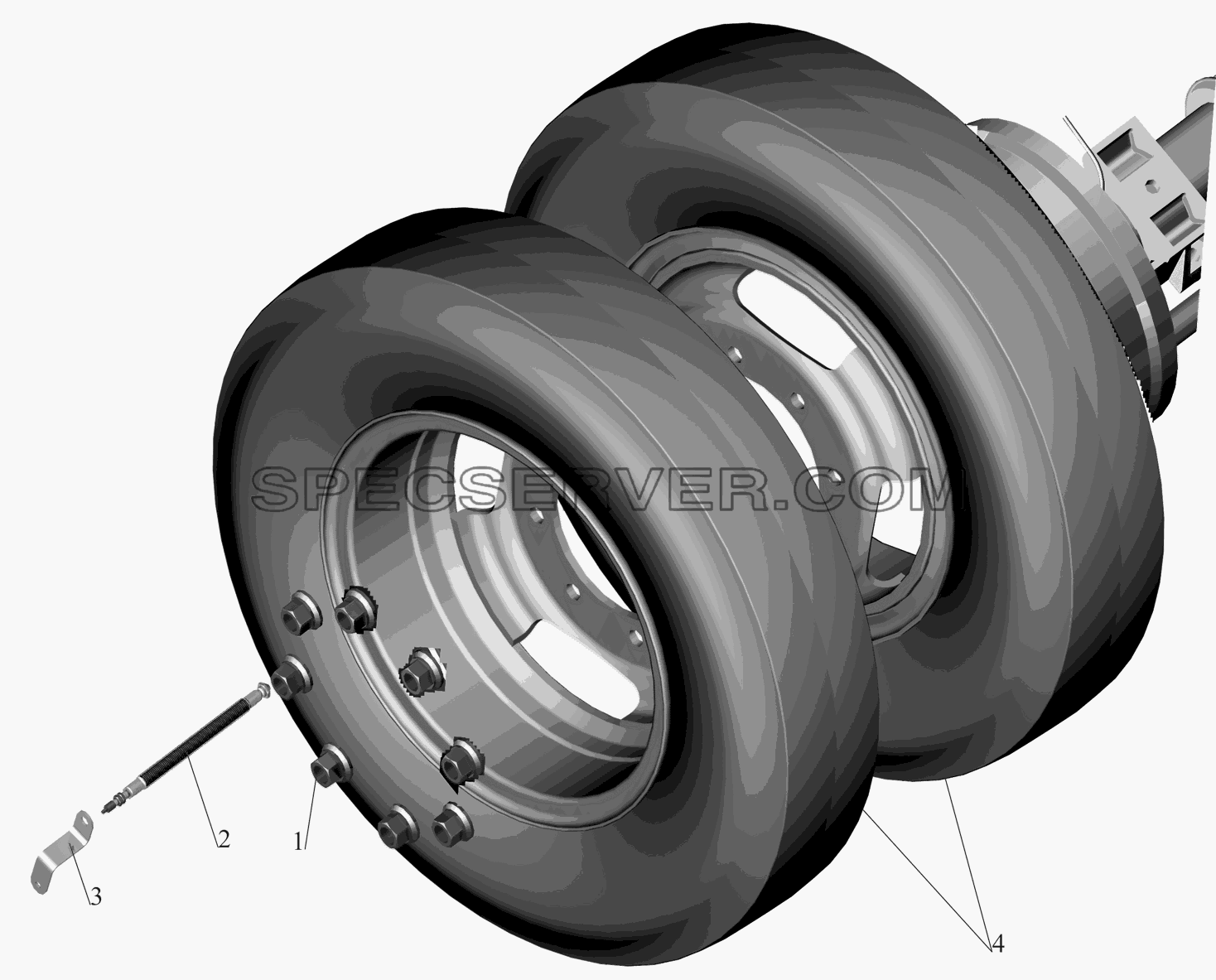Установка задних колес 457041-3100002 для МАЗ-437041 (список запасных частей)