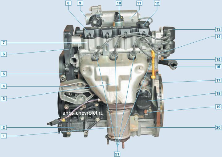 двигатель шевроле ланос - общий вид силового агрегата
