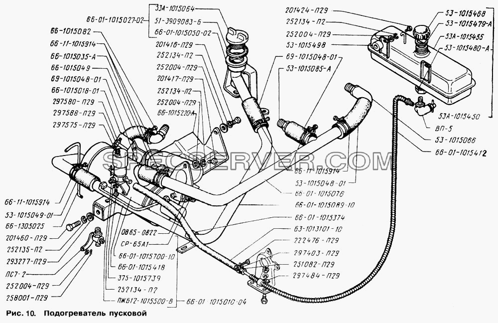 Подогреватель пусковой для ГАЗ-66 (Каталога 1996 г.) (список запасных частей)