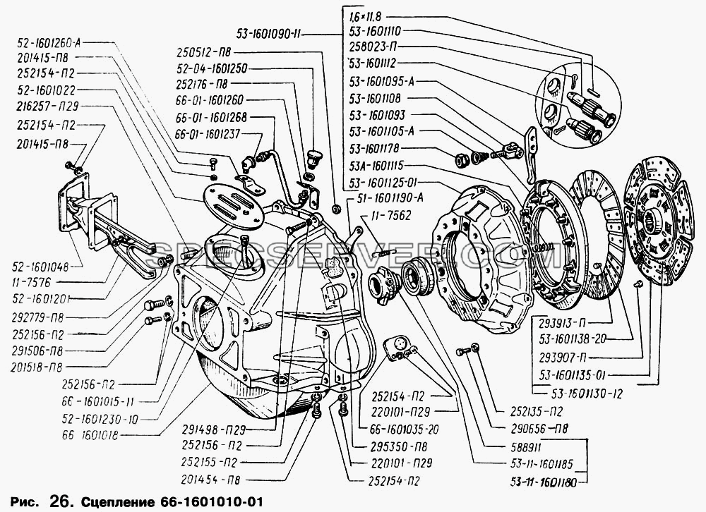 Сцепление 66-1601010-01 для ГАЗ-66 (Каталога 1996 г.) (список запасных частей)