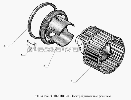 Электродвигатель с фланцем для ГАЗ-33104 Валдай Евро 3 (список запасных частей)