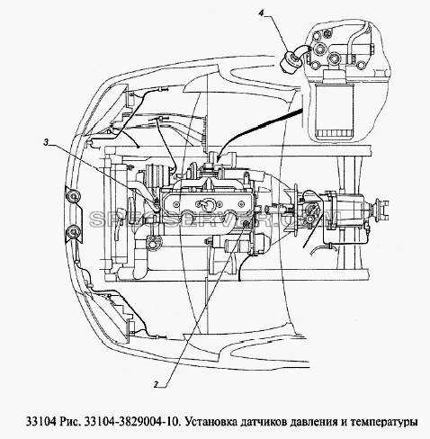 Установка датчиков давления и температуры для ГАЗ-33104 Валдай Евро 3 (список запасных частей)