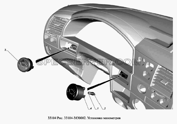 Установка манометров для ГАЗ-33104 Валдай Евро 3 (список запасных частей)